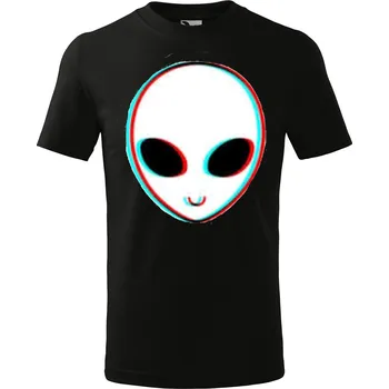 Textilie k potisku Unisex tričko s potiskem MIMOZEMŠŤAN (3D Glitch efekt) Barva: Černá, Velikost: XL