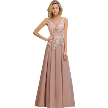 Dámské šaty Šifonové šaty s krajkovými detaily a výstřihem do V pro svatební hosty Barva: Růžová, Velikost: 3XL