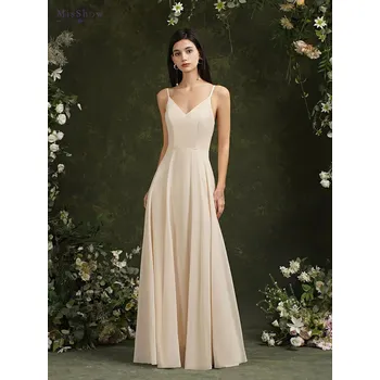 Dámské šaty Dlouhé šifonové šaty s krajkou a ramínky pro elegantní příležitost Barva: Šampaňská, Velikost: 4XL