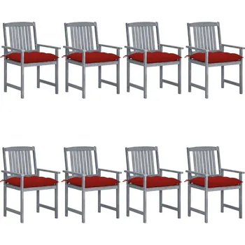 vidaXL Zahradní židle s poduškami 8 ks masivní akáciové dřevo [3078257] Barva: Červená