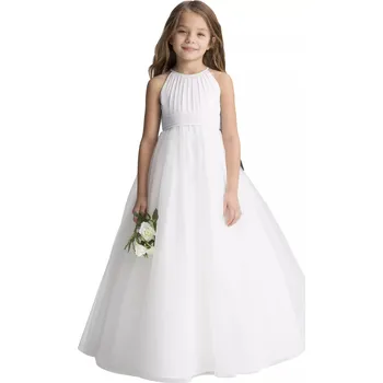 Dívčí šaty Dívčí tylové šaty s halter výstřihem pro svatby a slavnostní dny Barva: Krémová, Velikost: 3