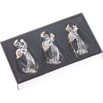 Vánoční dekorace Casa de Engel Skleněné závěsné ozdoby - anděl v krabičce - sada 3ks 6