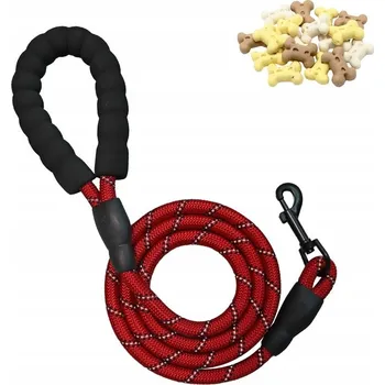 Vodítko pro psa VODÍTKO PRO PSA S REFLEXNÍM PRVKEM ČERVENÉ 360 STUPŇŮ PĚNOVÁ RUKOJEŤ 5m