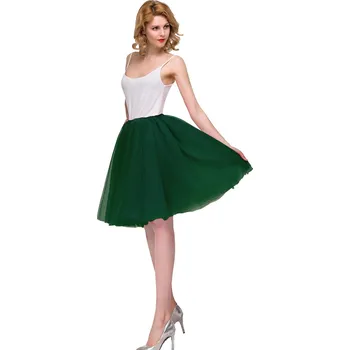 Dámská sukně Krátká spodní sukně z tylu bez kruhu pro svatební a retro šaty Barva: Tmavě Zelená