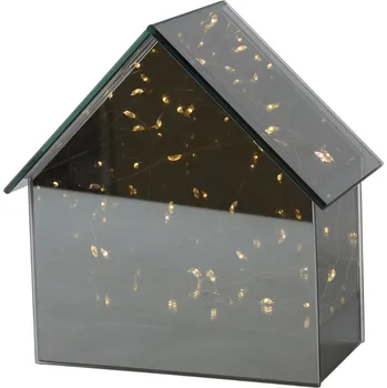 Vánoční světelná dekorace Skleněný LED domeček Elite šedý L