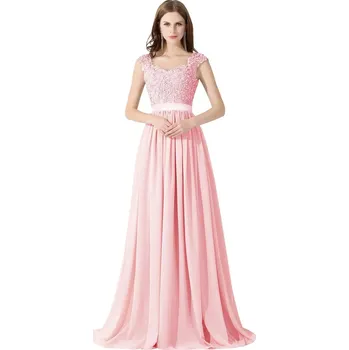 Dámské šaty LissCord Dlouhé krajkové šaty s výstřihem do V pro svatbu a formální příležitosti Barva: Růžová, Velikost: 7XL