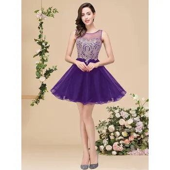 Dámské šaty Krátké šaty s korzetovým živůtkem a tylovou sukní pro večírek Barva: Fialová, Velikost: 4XL