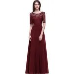 Dlouhé šifonové šaty v áčkovém střihu pro slavnostní a svatební hosty Barva: Bordová, Velikost: 7XL