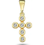 JVD Dámský zlatý přívěsek křížek se zirkony ryz. 585/1000 ZP0426XJ71-0500