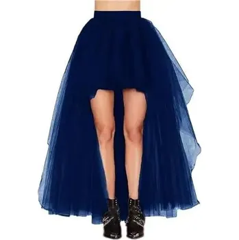 Dámská sukně Asymetrická tylová sukně s vrstveným střihem a elastickým pasem pro karnevaly Barva (Varianta): Tmavě modrá