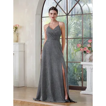 Dámské šaty Dlouhé šaty s rozparkem a ramínky pro večerní společenské akce Barva: Barevná, Velikost: 3XL