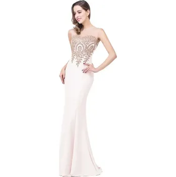 Dámské šaty Dlouhé šaty se zlatými aplikacemi a krajkovým živůtkem pro slavnosti Barva: Krémová, Velikost: 3XL