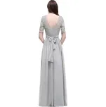 Dlouhé krajkové šaty s šifonem pro svatební hosty a plesy Barva: Stříbrná, Velikost: 7XL