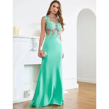 Dámské šaty Elegantní večerní šaty s krajkou a prodlouženým ocasem Barva: Zelená, Velikost: 4XL