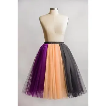 Dámská sukně Vícevrstvá tylová sukně po kolena s pružným pasem pro karneval Barva: Fialová