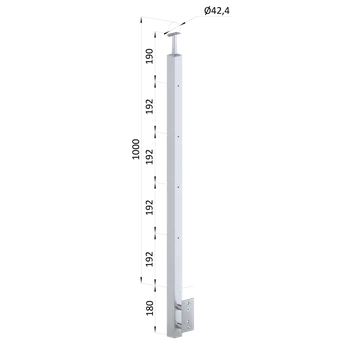 Nerezový sloup, boční kotvení, 4 řadový M6, vnitřní, vrch pevný