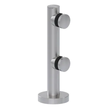 Zábradlí Nerezový sloupek na sklo se dvěma svorkami ø50mm, celková výška: 325mm, pro sklo: 12-20mm broušená nerez K320/AISI 304. (Balení obsahuje gumičky na sklo)