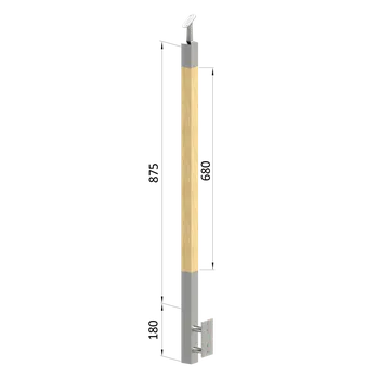 Zábradlí Dřevěný sloup, boční kotvení, bez výplně, vršek nastavitelný (40x40mm), materiál: buk, broušený povrch s nátěrem BORI (bezbarvý)