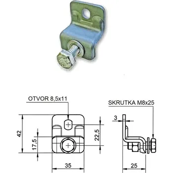 Držák pro kovový hřeben se šroubem M8 x 25