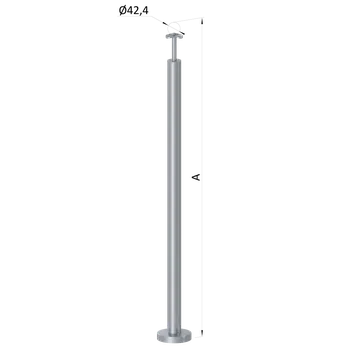 Zábradlí Nerezový sloup, vrchní kotvení, bez výplně, rohový: 90°,, vrch pevný (ø 42,4x2 mm), broušená nerez / AISI304