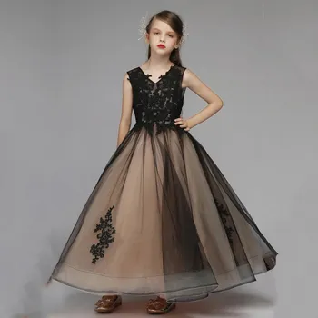 Dívčí šaty Dívčí tylové šaty s krajkou a mašlí pro svatební a slavnostní události Barva: Barevná, Velikost: 4