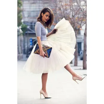 Dámská sukně Krátká tylová sukně s vysokým pasem pro cosplay a společenské akce Barva: Krémová