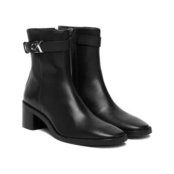 Dámské kozačky Polokozačky Calvin Klein Block Heel Boot W/ Metal Logo HW0HW02591 Černá 37