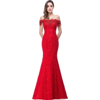 Dámské šaty Dlouhé saténové šaty s krajkovou vlečkou pro slavnostní večerní události Velikost: 3XL, Barva (Varianta): CPS199 Red