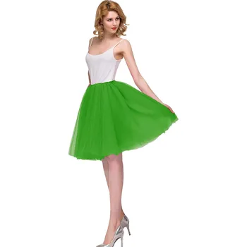 Dámská sukně Krátká spodní sukně z tylu bez kruhu pro svatební a retro šaty Barva: Zelená