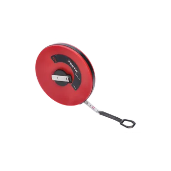 pásmo 30m sklolaminátové meracie pásmo, páska zakončená očkom s gumovou ochranou, sklopná navíjacia rúčka, pútko