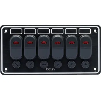 Člun NUTICHE Panel hliníkový s přepínači a pojistkami - horizontální 6 přepínačů