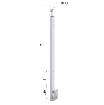 Zábradlí Nerezový sloup, boční kotvení, 4 řadový M6, vnitřní, vrch nastavitelný