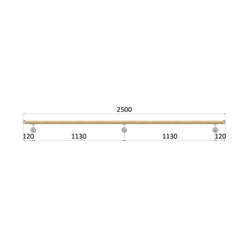 Madlo do koupelny Madlo drevené (2500mm), materiál: buk, brúsený povrch bez náteru, set: 3 ks úchyt, madlo s nerezovým ukončením