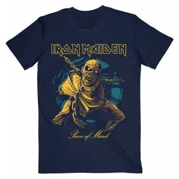 Pánské tričko Merch Iron Maiden: Iron Maiden Unisex T-shirt: Piece Of Mind Gold Eddie (medium) M