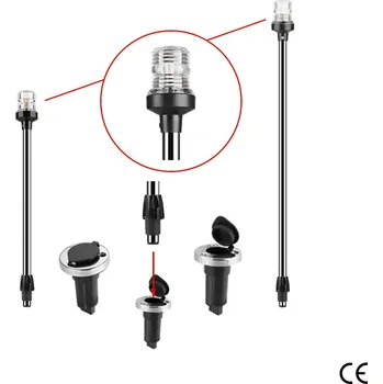 Člun NUTICHE 360° LED kotevní světlo s výsuvnou tyčí z nerezové oceli SEAFLO barva: stříbrná, Délka cm: 60 cm, Světlo-typ: 360° vrcholové bílé