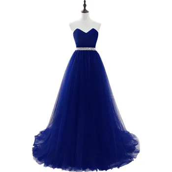Dámské šaty Dlouhé tylové šaty s flitry a šněrováním pro večerní slavnostní události Barva: Safírová, Velikost: 4XL
