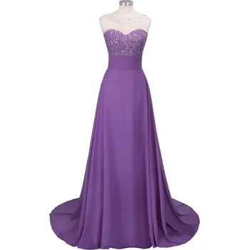 Dámské šaty Večerní šaty s flitry, iluzí výstřihu a plisovanou sukní Barva: Purpurová, Velikost: 4XL