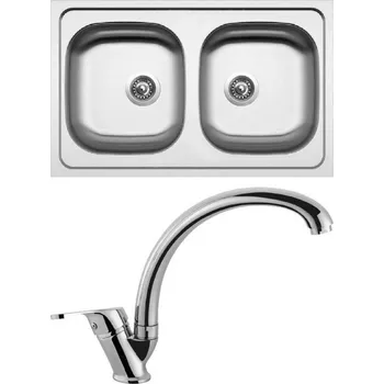 Nerezový dřez Set Sinks CLASSIC 800 DUO + baterie Baterie: EVERA + Dárek