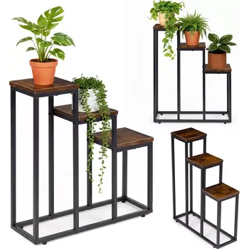 Stojan na květiny Stojan na květiny se 3 policemi v loft stylu ModernHome