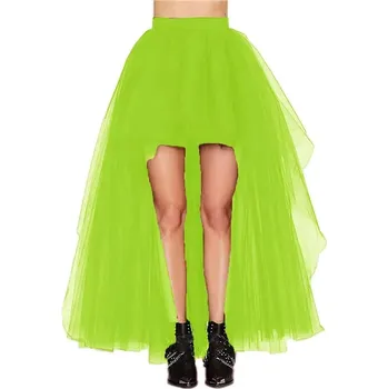 Dámská sukně Asymetrická tylová sukně s vysokým pasem pro párty a festivalové outfity Barva: Zelená