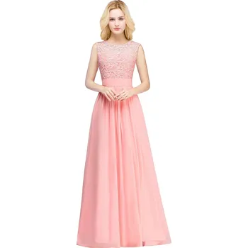 Dámské šaty Dlouhé krajkové šaty s rozšířenou sukní pro slavnostní a svatební příležitosti Barva: Tmavě Růžová, Velikost: L