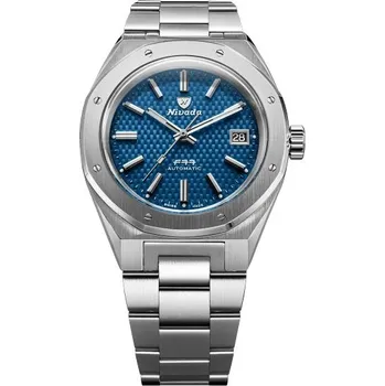 Hodinky Nivada Grenchen F77 Blue Date 41mm + 5 let záruka a dárek ZDARMA