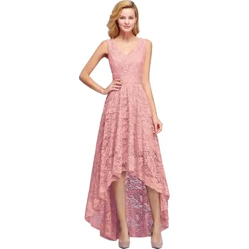 Dámské šaty Retro krajkové šaty s asymetrickou sukní pro ples nebo večerní oslavu Barva: Růžová, Velikost: 4XL