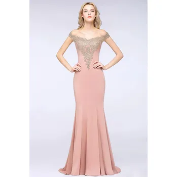 Dámské šaty Dlouhé šaty bez ramen s krajkovými detaily a vlečkou pro večer Barva: Růžovo-Zlatá, Velikost: 2XL