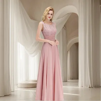 Dámské šaty Elegantní šifonové šaty s krajkovým živůtkem a otevřenými zády Barva: Růžová, Velikost: XL