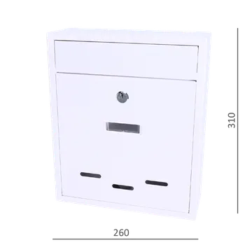 Poštovní schránka Poštovní schránka (260x310x95 mm, tloušťka materiálu 0,6 mm), max. formát listu: A4, BÍLÁ