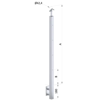 Zábradlí Nerezový sloup, boční kotvení, 4 řadový M6, vnější, vrch nastavitelný