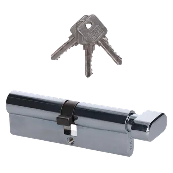 Vložka do dveří Cylindrická vložka EURO 45/50mm s kulkou, niklová, 3 klíče, šroub M5x65mm,
