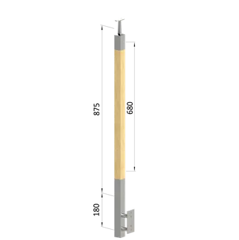 Zábradlí Dřevěný sloup, boční kotvení, bez výplně, vrch pevný (40x40mm), materiál: buk, broušený povrch bez nátěru