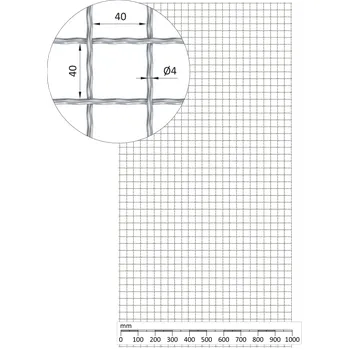 Pletivo Žebírkové pletené síto - rovné, oko: 40x40mm, průměr pletiva ø4mm, rozměr 1000x2000mm, pozinkované
